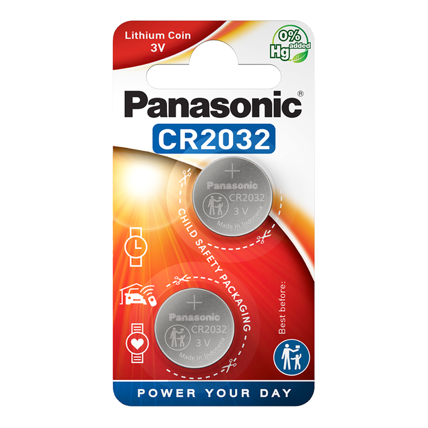 Panasonic CR2032 Litio, paquete de 2