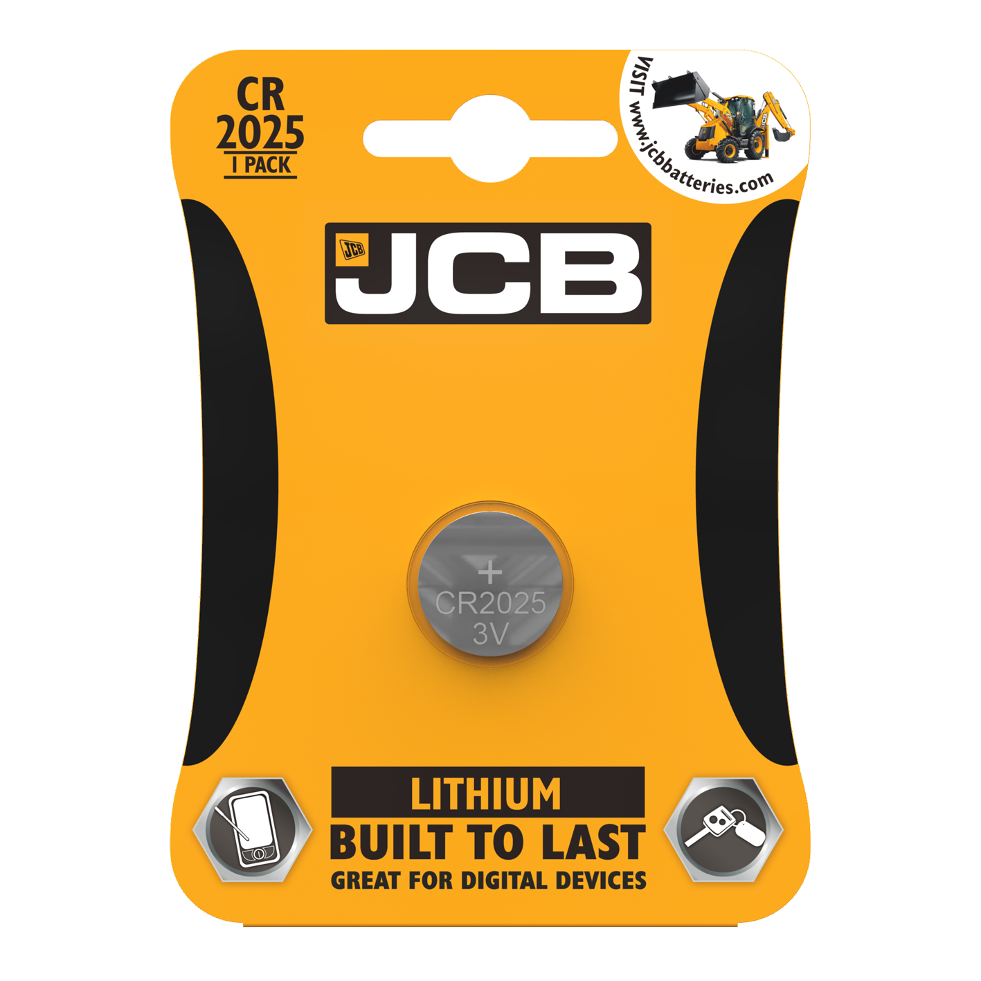 JCB CR2025 Lithium Coin Cell, Pack of 1