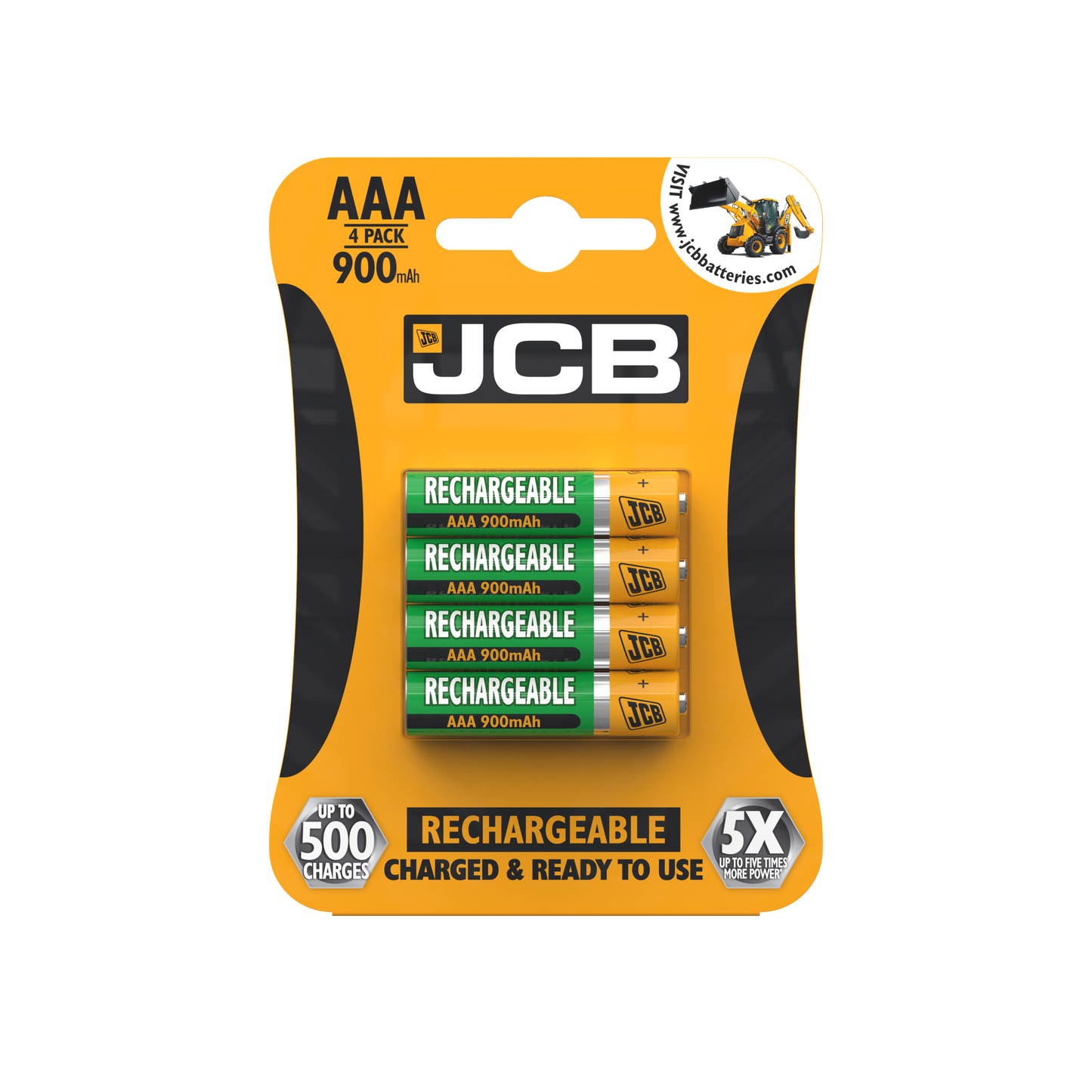 JCB AAA 900 mAh wiederaufladbar, 4er-Pack