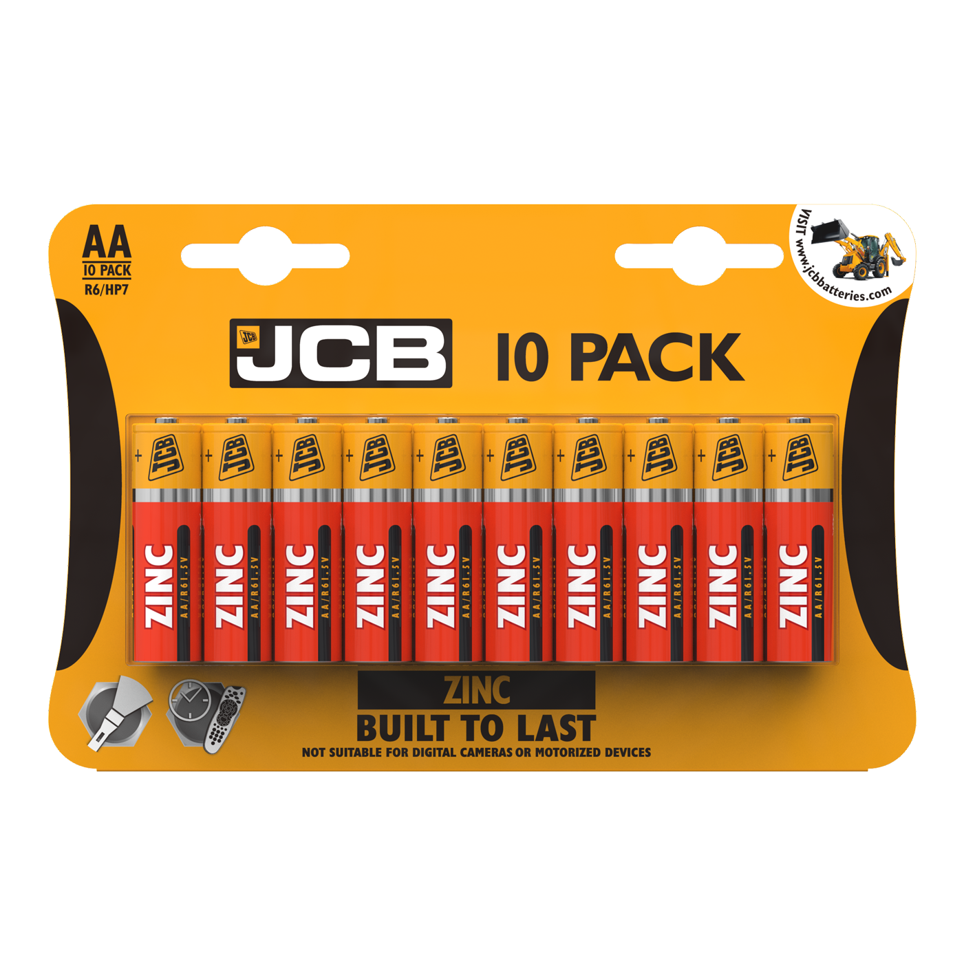 JCB AA-Zinkbatterien, 10er-Pack