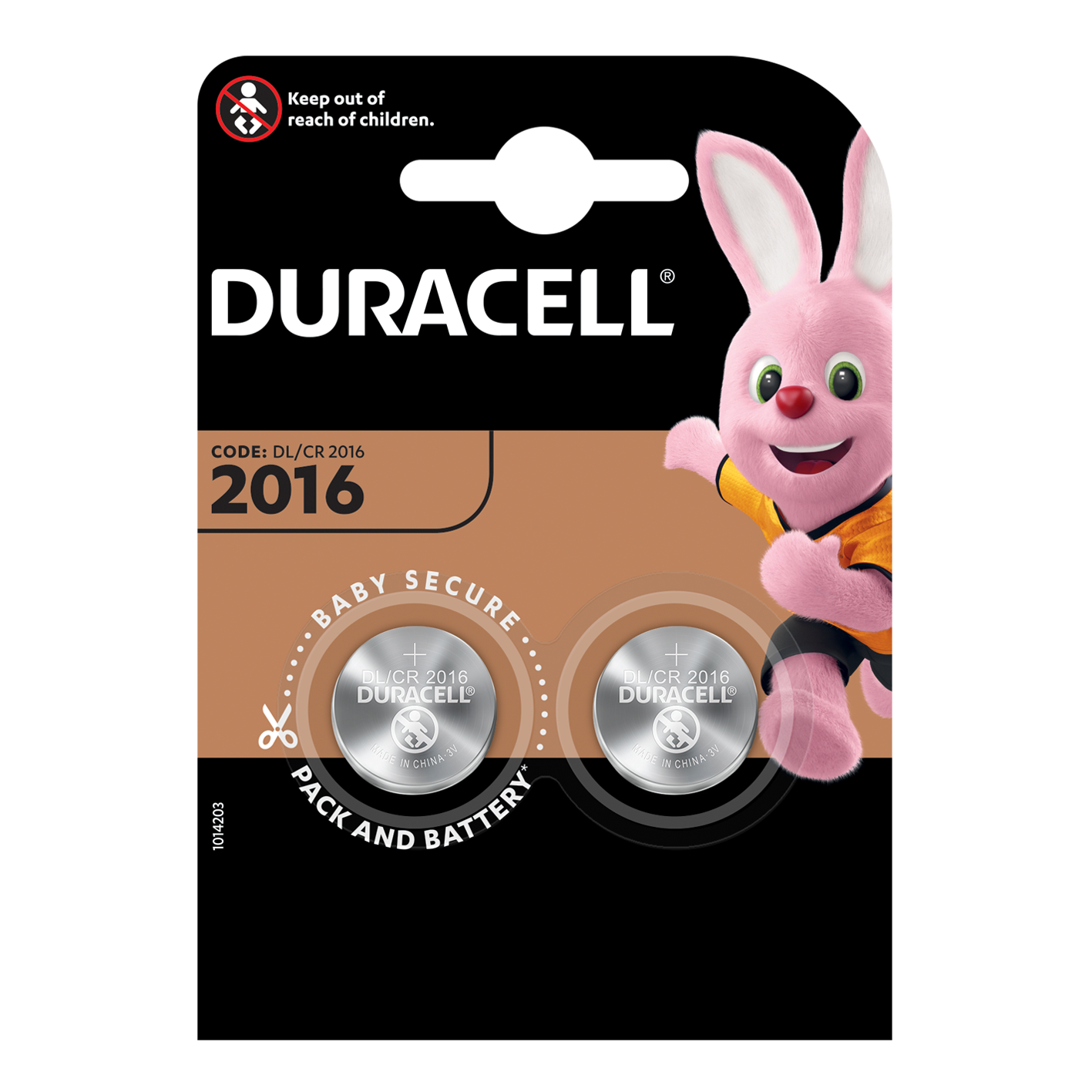 Duracell CR2016 3V Lithium, Pack of 2
