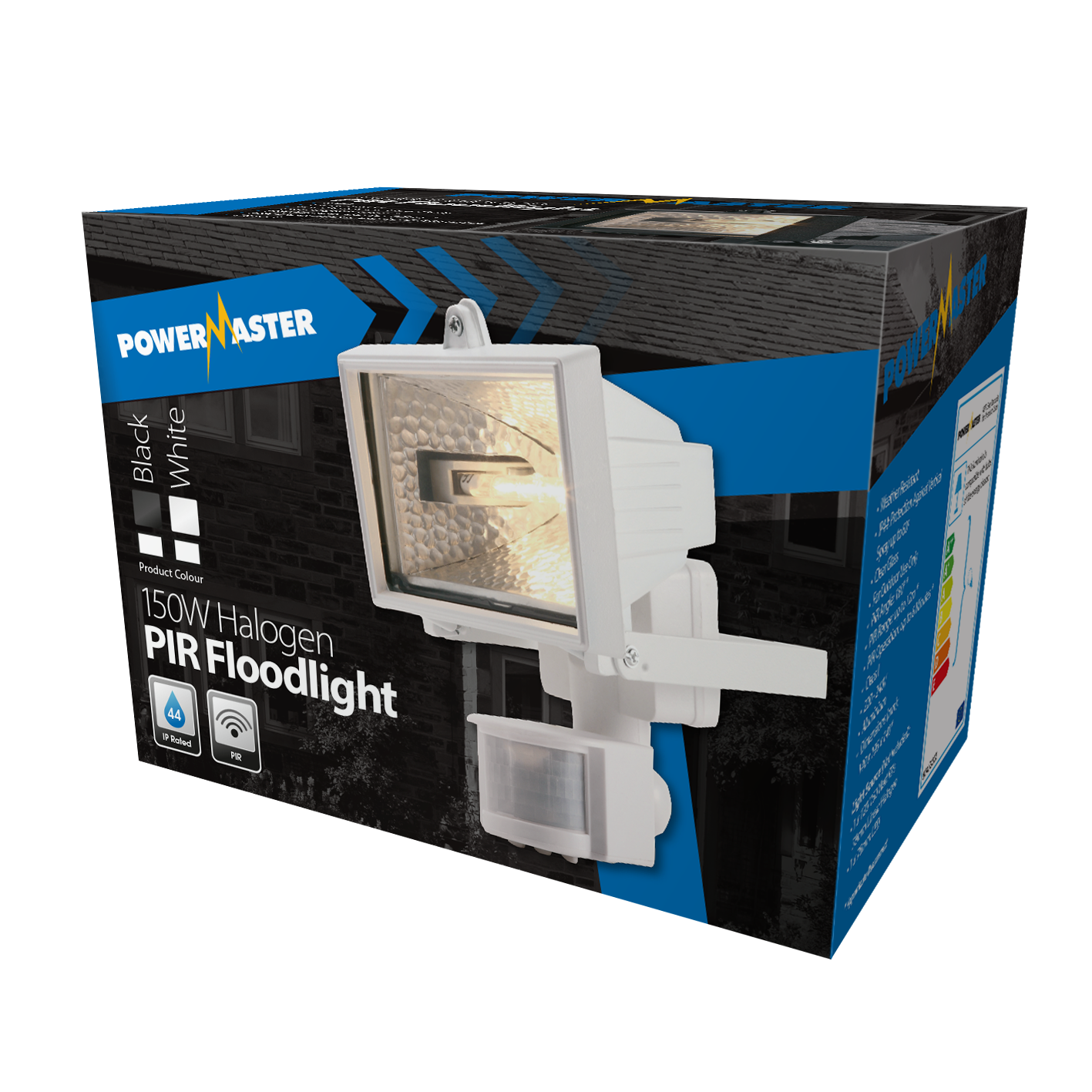 PowerMaster 120W Eco Halogen PIR Floodlight - White - Lamp Not Included