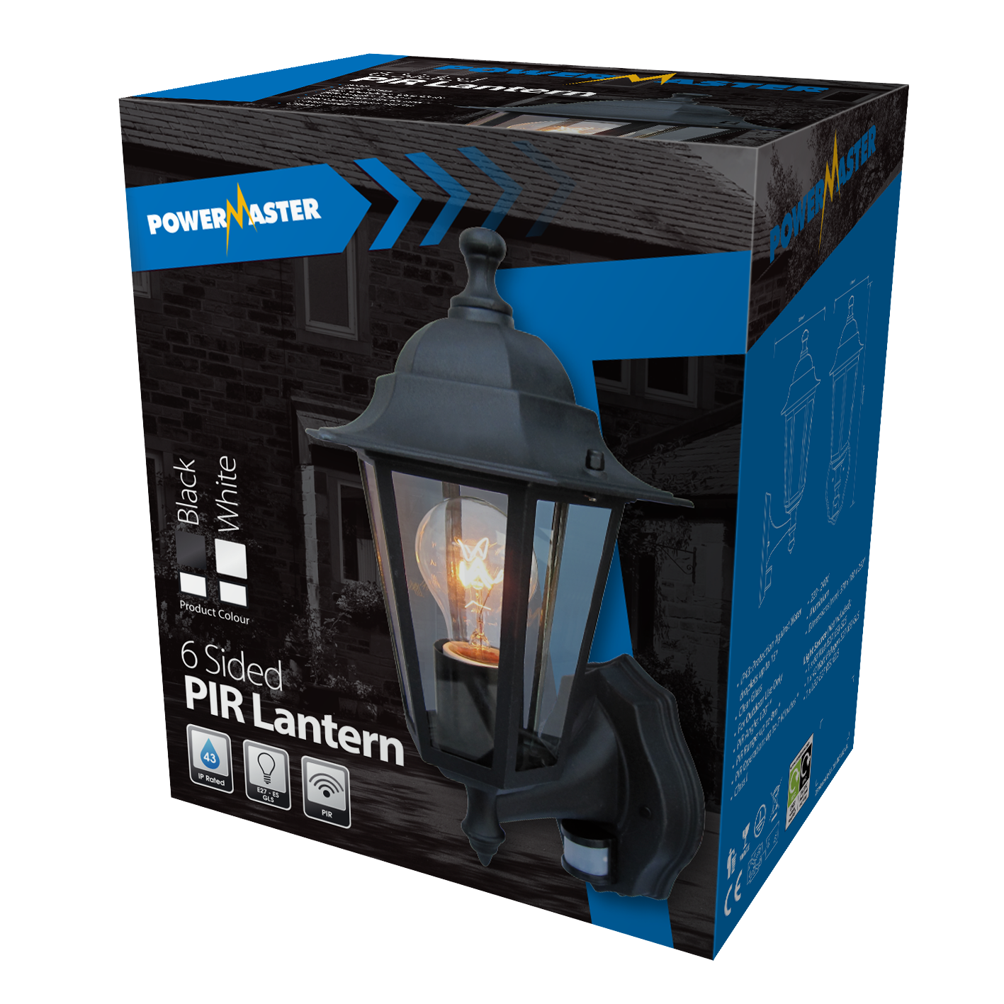 Linterna PIR PowerMaster de 6 lados - Negro