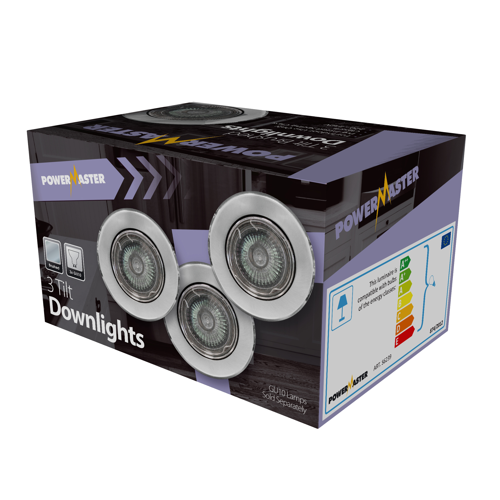 PowerMaster Indoor 3er-Pack neigbarer Downlights – gebürstetes Chrom