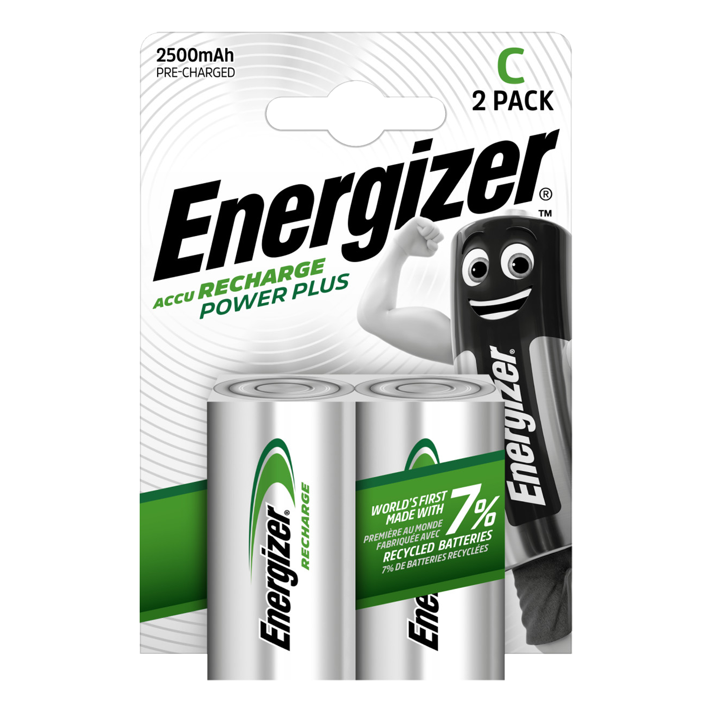 Energizer® C Tamaño 2500mAh Recharge Power Plus, Paquete de 2