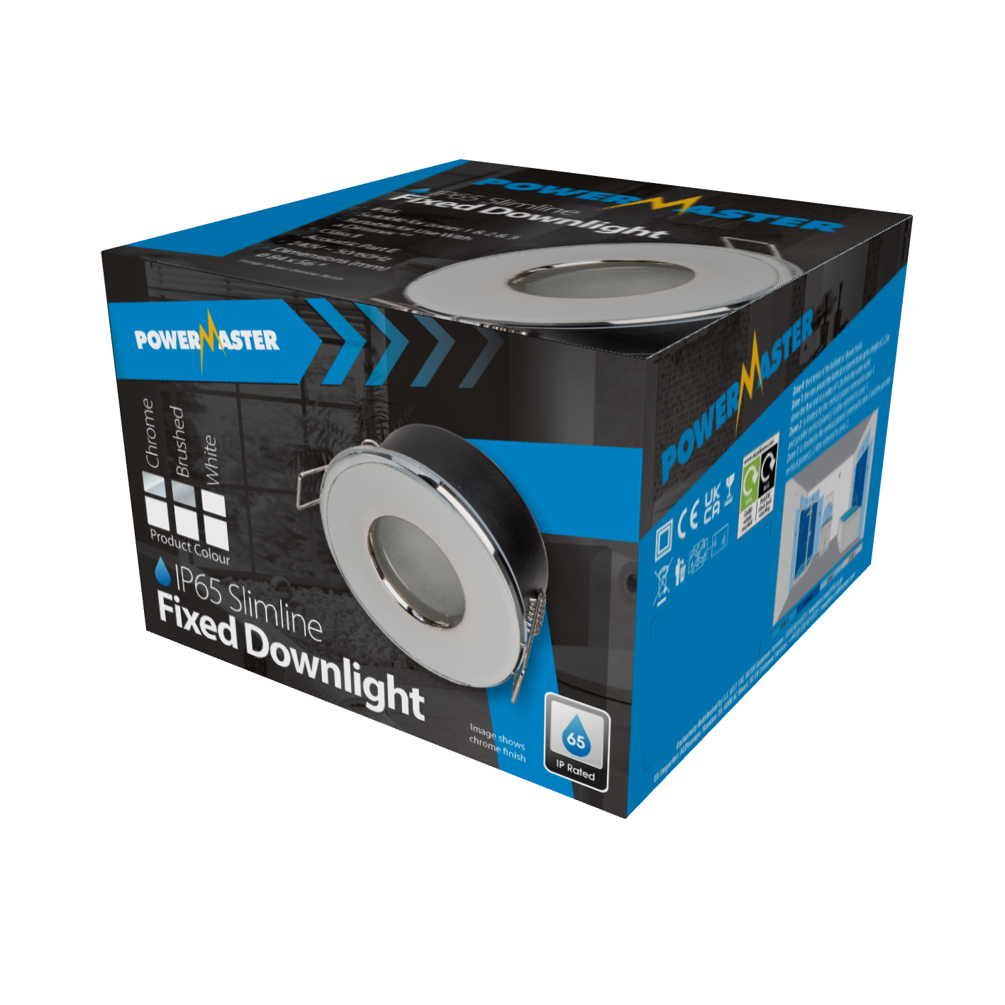 Downlight fijo interior PowerMaster IP65 - Cromo cepillado