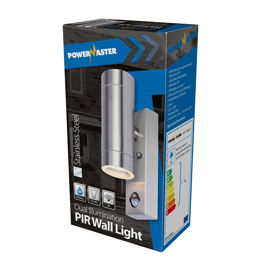 PowerMaster Outdoor Twin PIR Light - Stainless Steel