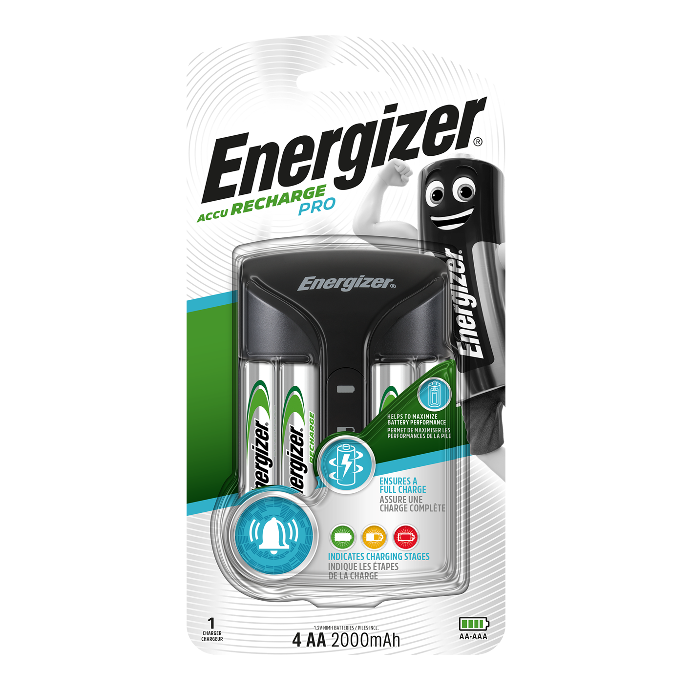Energizer Pro Charger (UK) With 4 x Aa 2000mAh Batteries