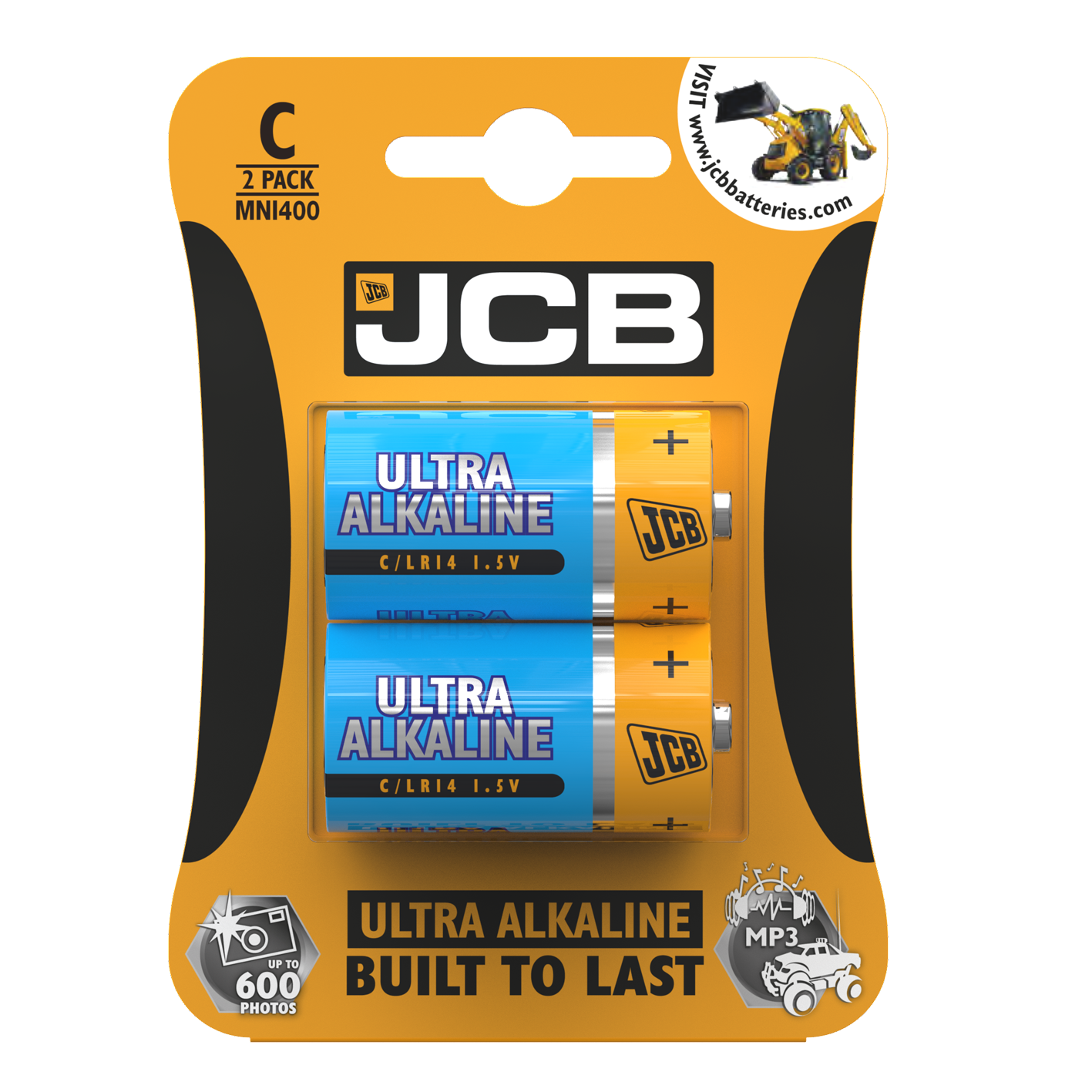 JCB C tamaño ultra alcalino, paquete de 2