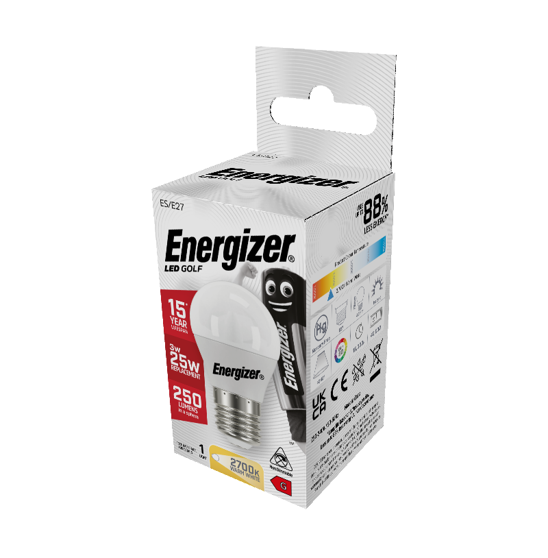 Energizer LED Golf E27 (ES) 250 Lumen 3 W 2.700 K (Warmweiß), Packung mit 1 Stück