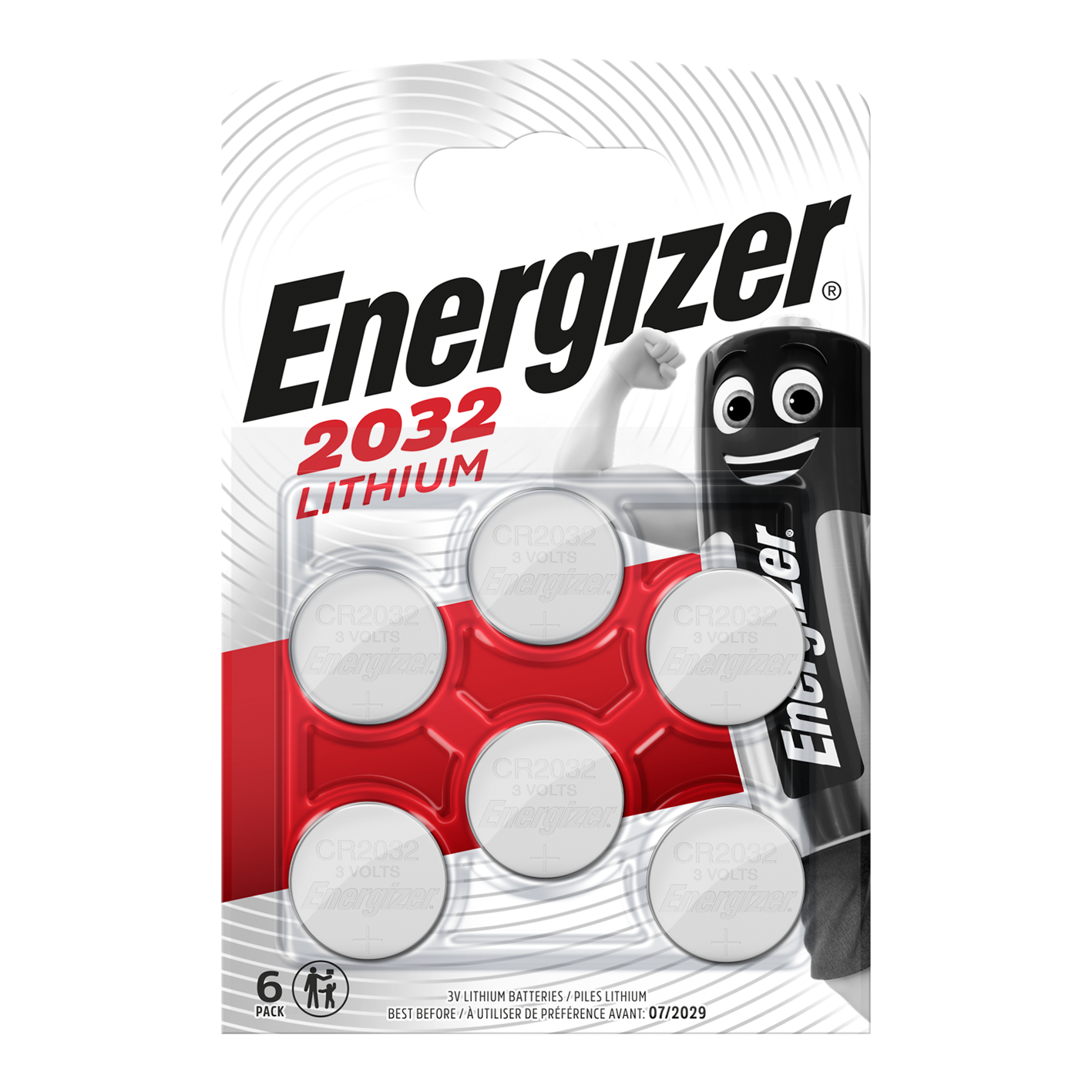 Energizer CR2032 Lithium Coin Cell, Pack of 6