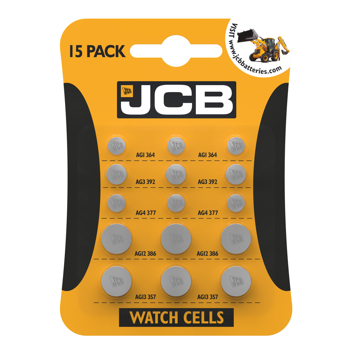 JCB Coin Cell Mix, Pack of 15