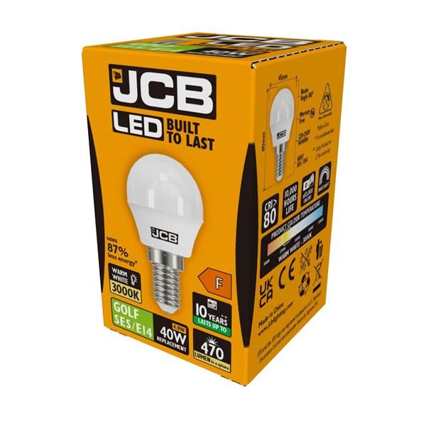 JCB LED Golf E14, 4,9 W / 470 Lumen – Warmweiß 3000 K, Packung mit 1 Stück